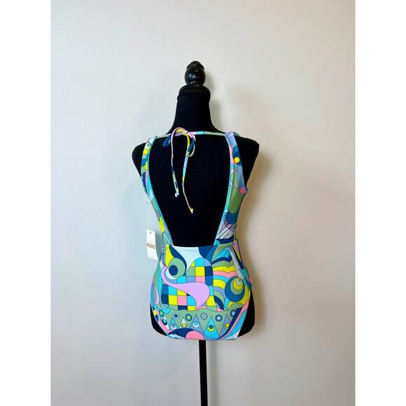 Show Me Your Mumu One Piece Swimsuit in Go Go Geo Small Cutout Ring Front Swim - Picture 3 of 6